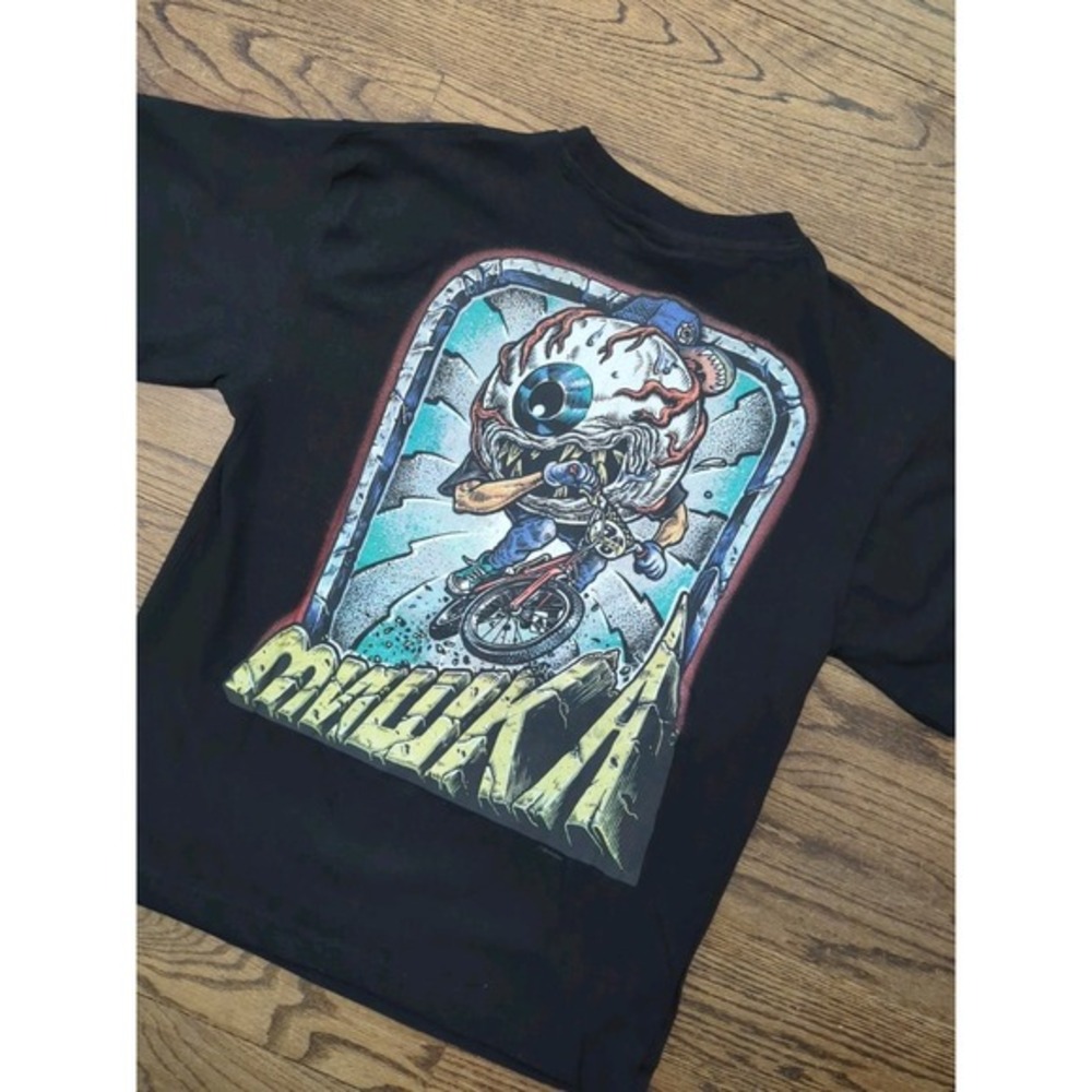 Mishka NYC Men's Sz M MNWKA Black Embroidered Back Print Cycling T-shirt Hipster